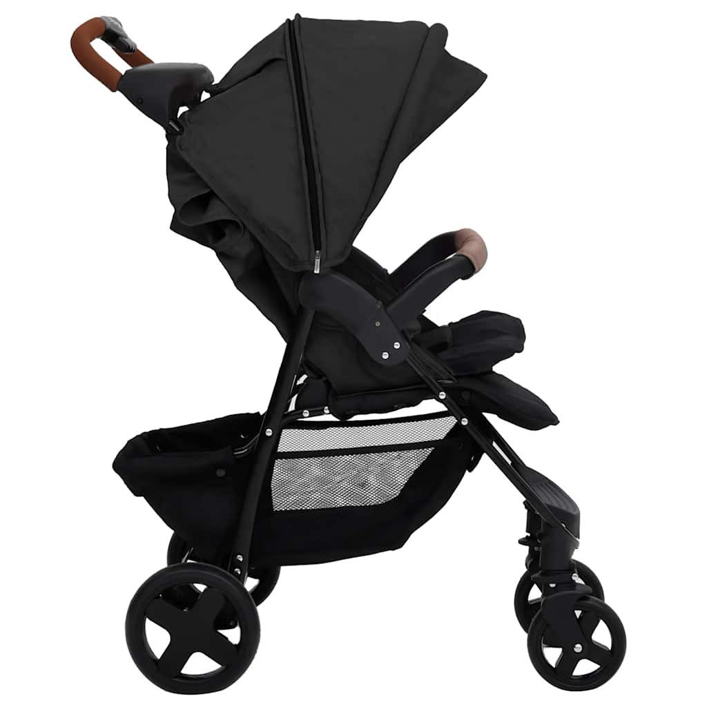 Kinder-Buggy 2-in-1 Kinderwagen Anthrazit Stahl