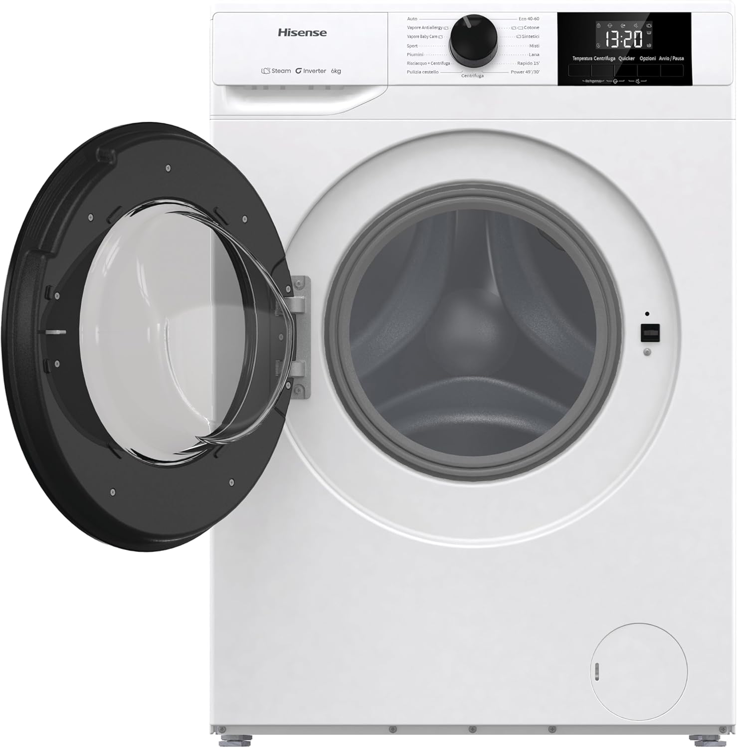 Hisense WFVB7012EM Front Load Washing Machine 7 kg 1200 rpm 15 Programs Steam LED Display Rapid Program Delay Start Child Lock