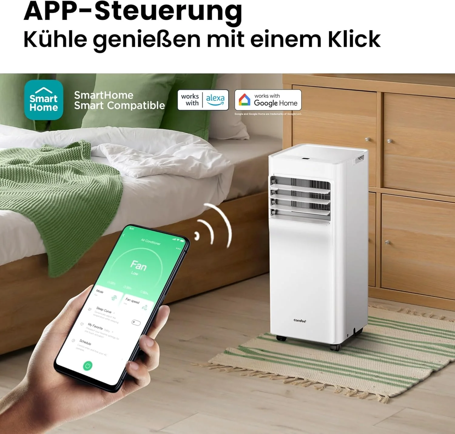 Comfee Breezy Cool Pro 2.6 Mobiles Klimagerät 9.000 BTU – A, R290, App & Alexa, Weiß