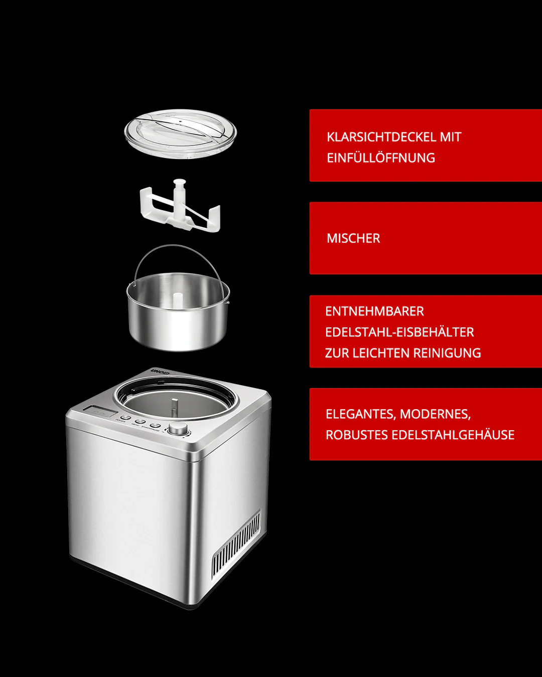 2025 Macchina per gelato esclusiva con capacità di 2 litri – Potente e con consistenza cremosa per casa e ristorazione