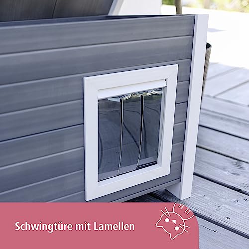 Kerbl Kitty Habitat Shed Kennel Eco Cat House, 57cm x 45cm x 43 cm, grigio / bianco : Amazon.it: Prodotti per animali domestici