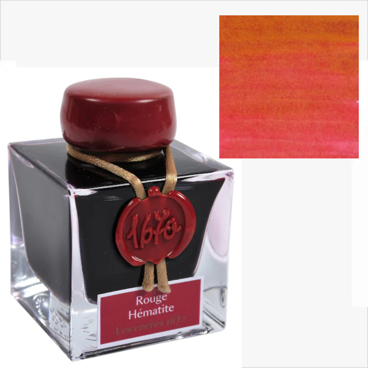 J. Herbin 1670 Ink with Gold Shimmer - Rouge Hematite (Scarlet Red)