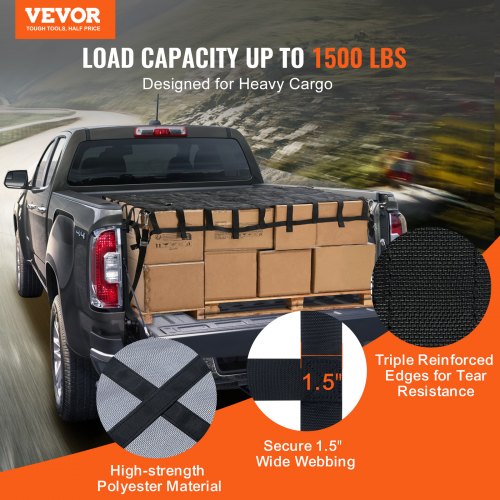 VEVOR Frachtnetz LKW-Ladeflächennetz Gepäcknetz Transportnetz 183x145cm 680kg