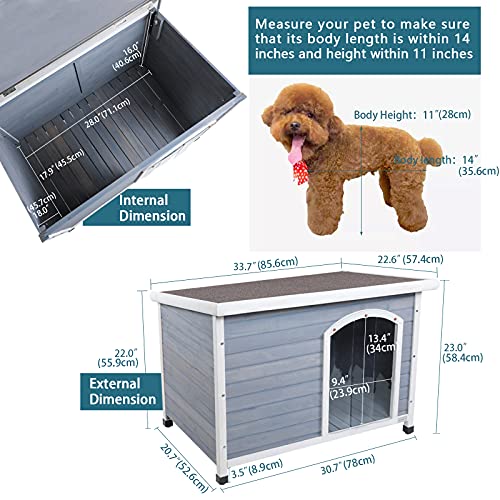 Petsfit Casetta per Cani da Esterno, con Pavimento Rimovibile, Tetto Apribile in Legno, Cuccia per Cane da Esterno, 78 x 52 x 58 cm grigio : Amazon.it: Prodotti per animali domestici