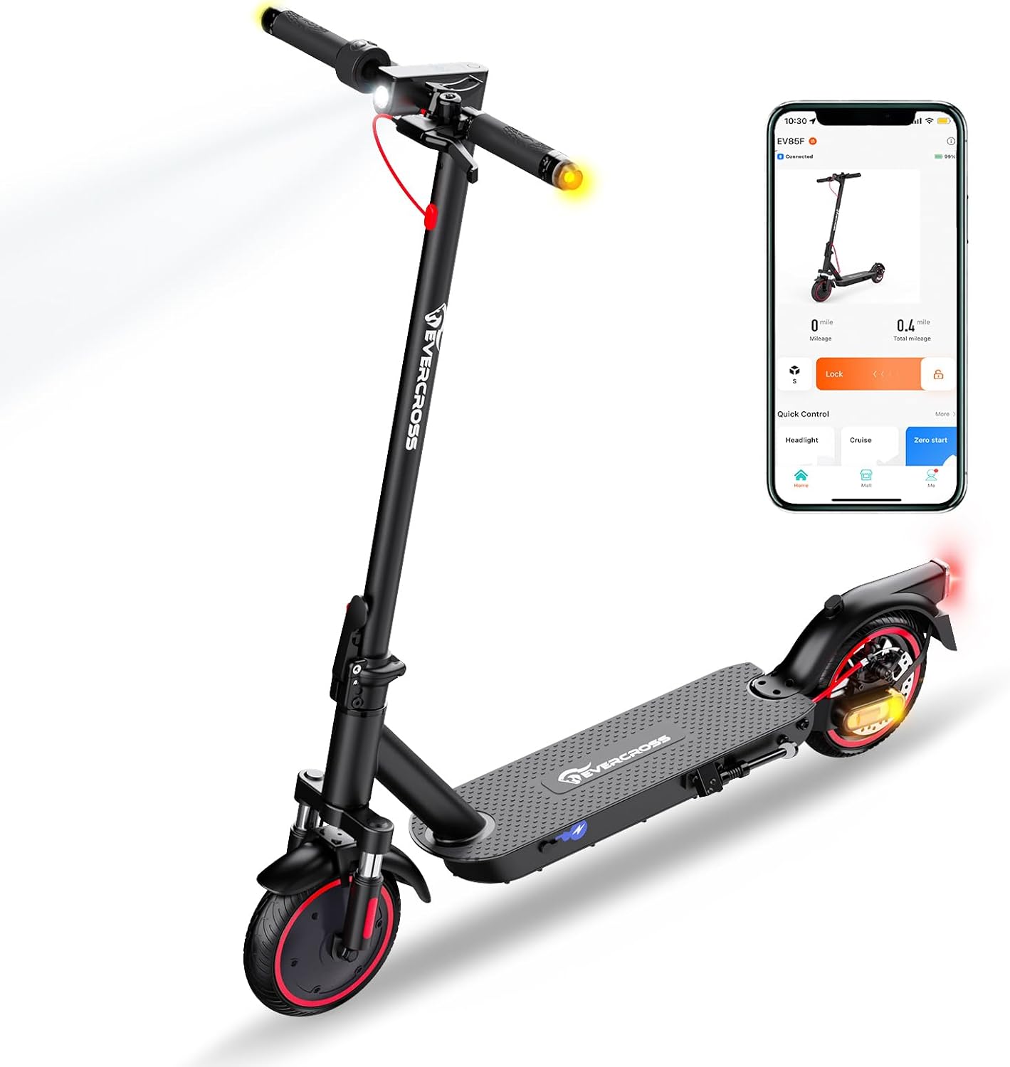 EVERCROSS EV85F Monopattino Elettrico Adulto, 8,5'' Scooter Elettrico Pieghevole - APP, Motore da 350W, Batteria da 7,8AH, Peso di 15KG, Carico Massimo 120KG, Doppio Freno, Doppio Ammortizzatore