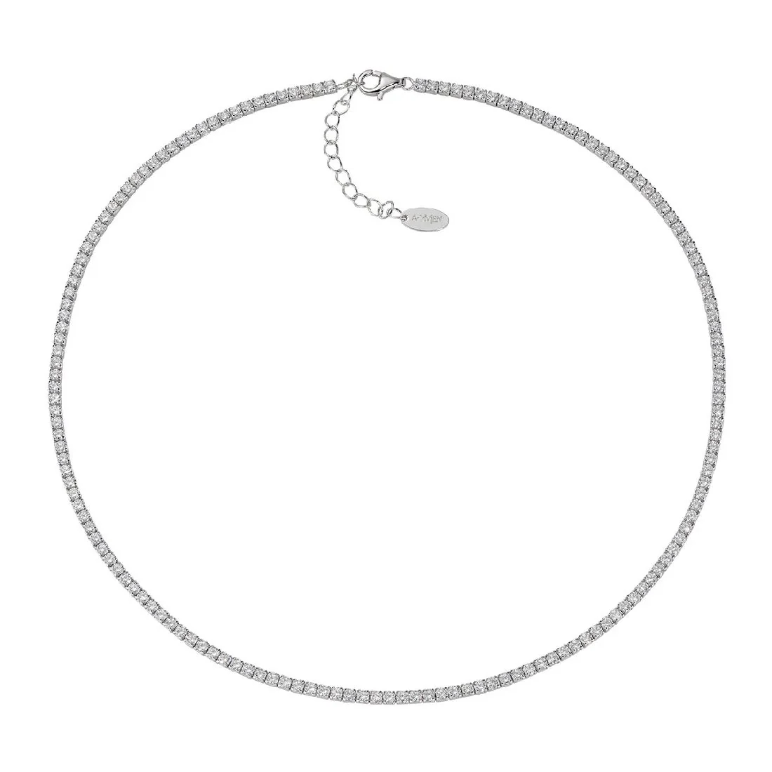 Collana Amen in argento tennis pietre bianche CLT2BB
