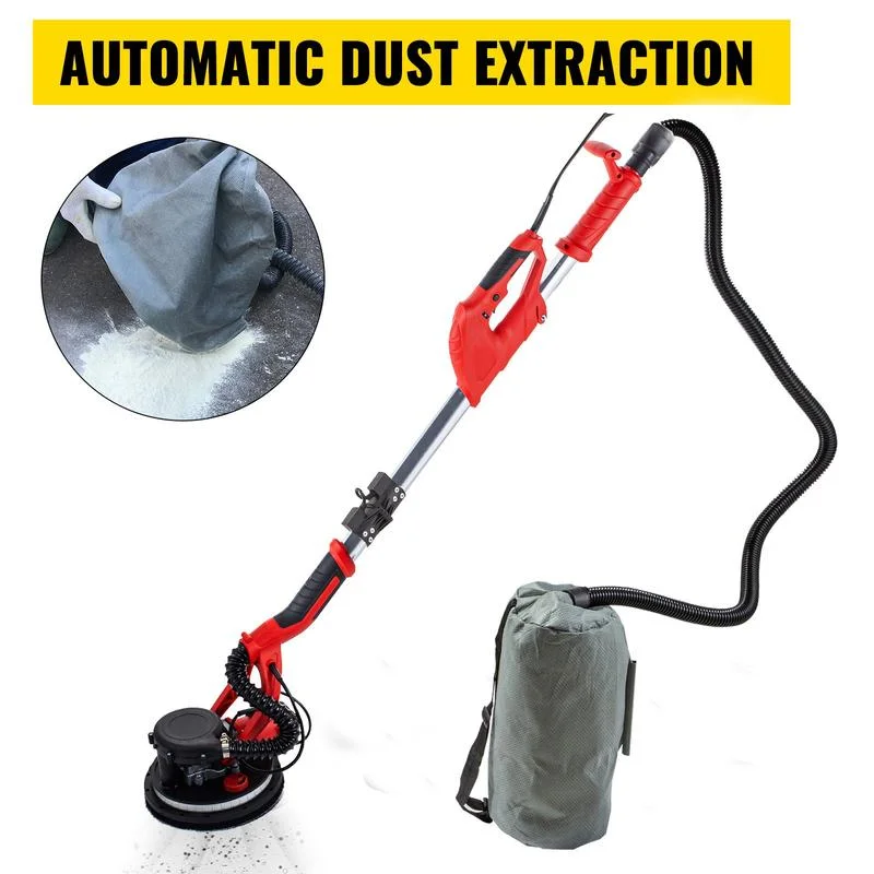 Drywall Sander 850W, Electric Drywall Sander, Electric Sander, with LED Strip Light and Vacuum Bag, Variable Speed 800-1750 RPM, Foldable Sheetrock Sander, with Telescope Handle, Wall Sander