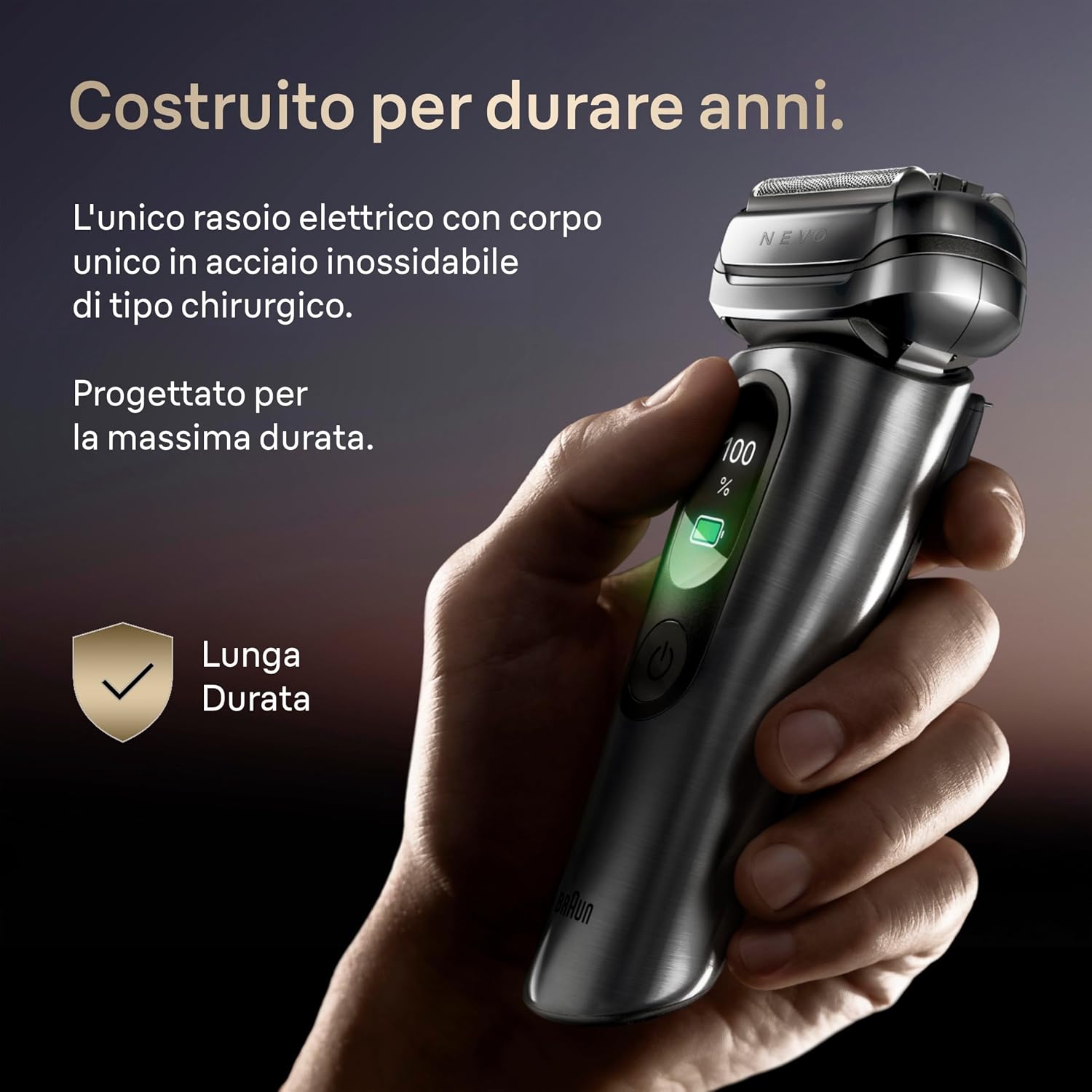 Braun NEVO Rasoio Elettrico Barba, Custodia Da Viaggio, NEVO11005C, Argento