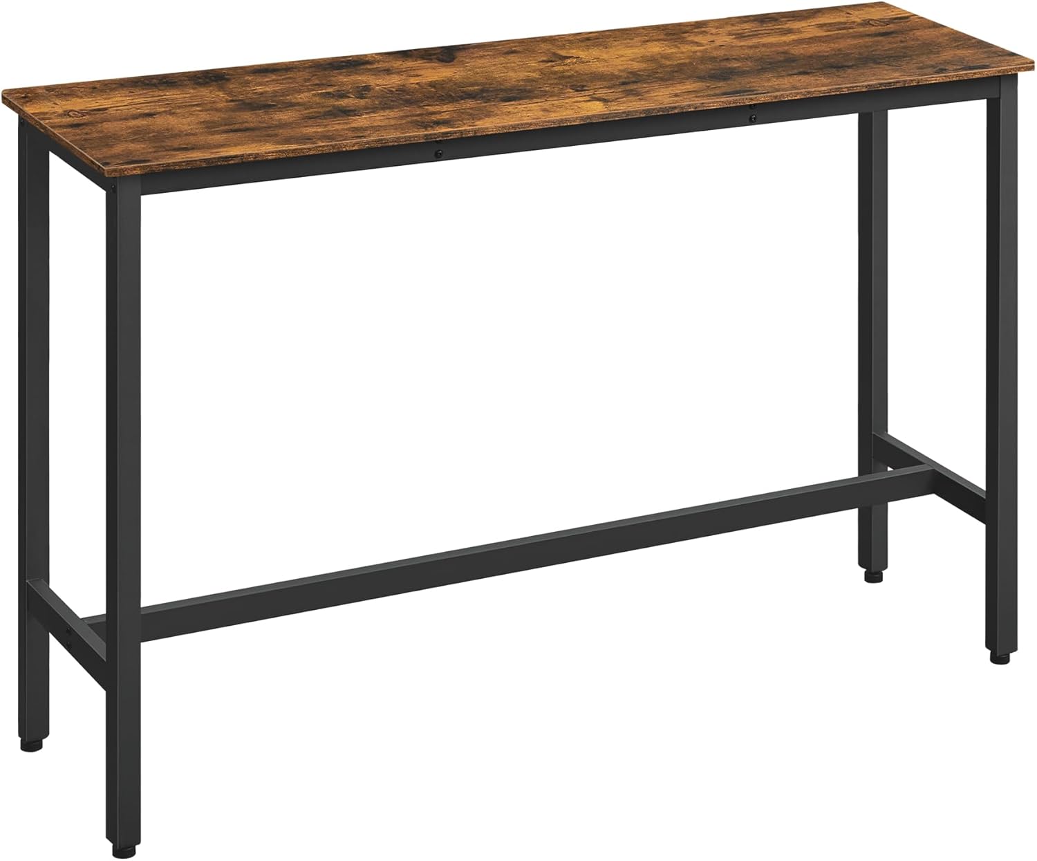 VASAGLE Tavolo da Bar Rettangolare Stretto, Tavolo da Cucina, Tavolo da Pranzo Alto, Robusto Telaio in Metallo, 100 x 40 x 90 cm, Facile da Assemblare, Marrone Vintage e Nero LBT10X