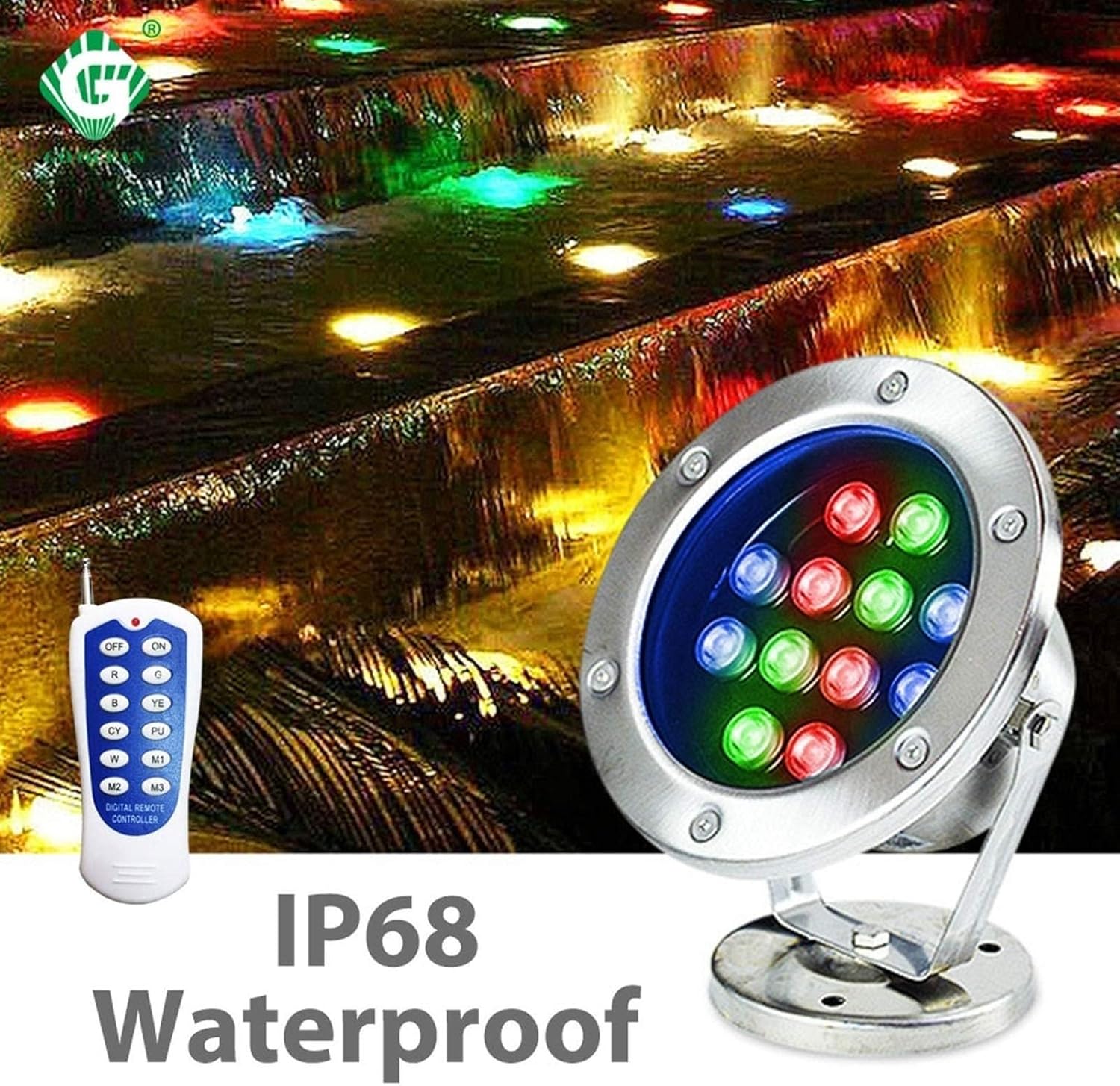Lumière de piscine LED - Lumière de Fontaine Submersible Colorée, 12V/24V Farbwechsel-Teichlampe mit Fernbedienung, Niederspannungs-RGB-IP68-Unterwasserlicht, für Steingärten, Pools ( Color : Ac 24V ,