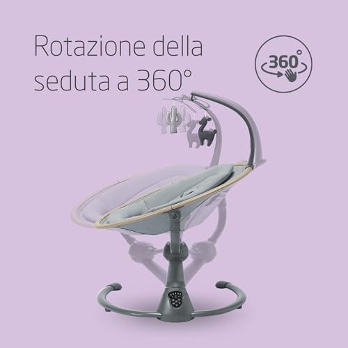 Maxi Cosi Cassia Sdraietta Neonati Elettrica per Bambini, 0 6 mesi, max 9 kg, Altalena Neonato Girevole 360°, Reclinabile, Rilevamento Automatico Movimento, 5 Velocità, 12 Melodie, Beyond Grey : Prima infanzia