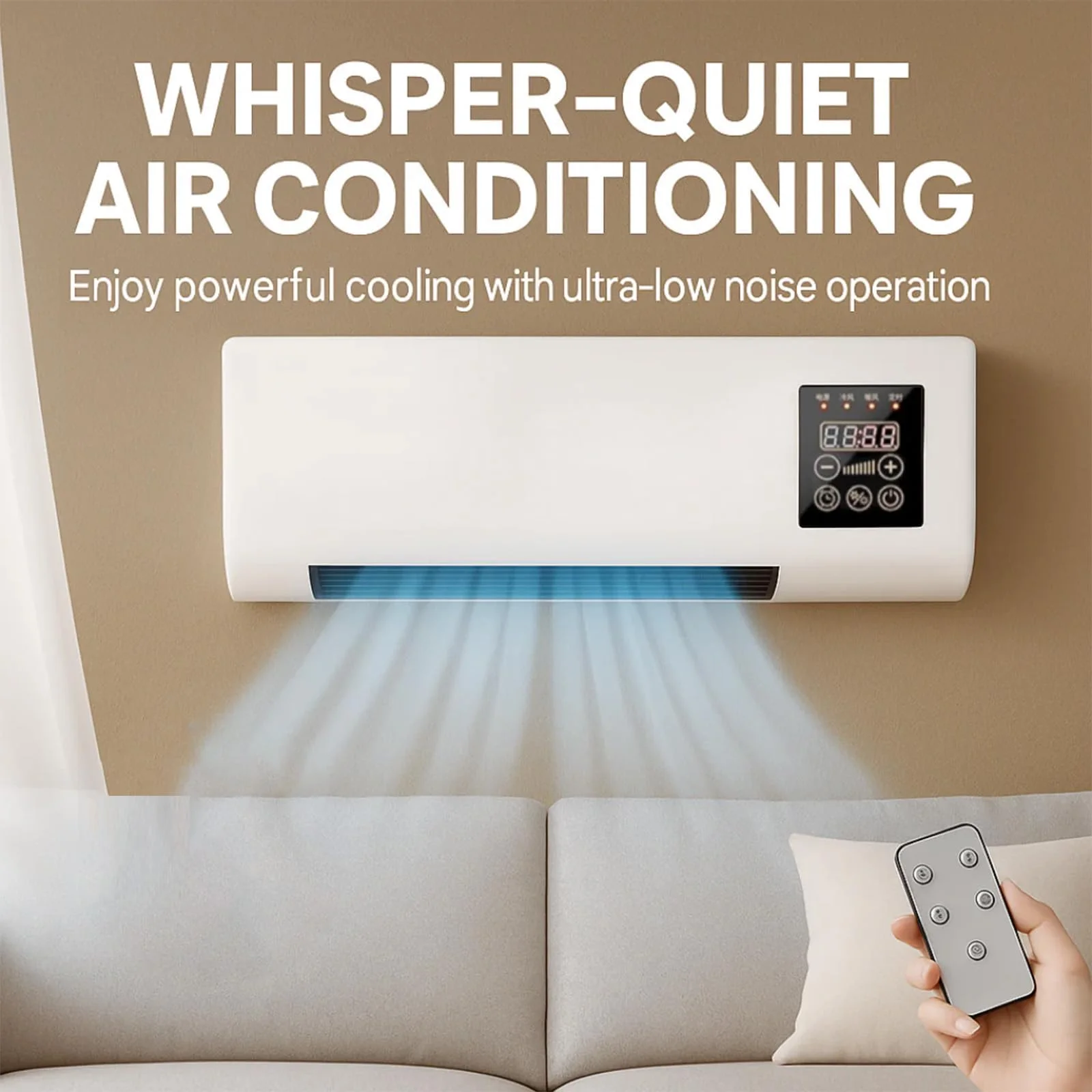 BUERCWS 6,000 btu Through-the-Wall Air Conditioners, Climafy Air Conditioning Split Max, 110v, Cools Up to 250 Sq.Ft., Quiet Operation, with Remote Control, Cooling and Heating, White