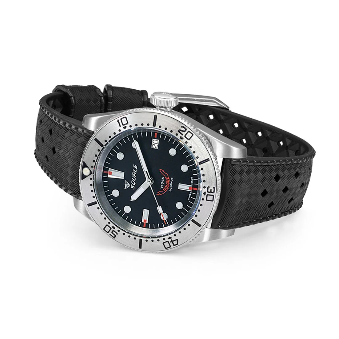 Orologio Squale 1545 nero bracciale gomma sub 300mt 1545SSBK.HT