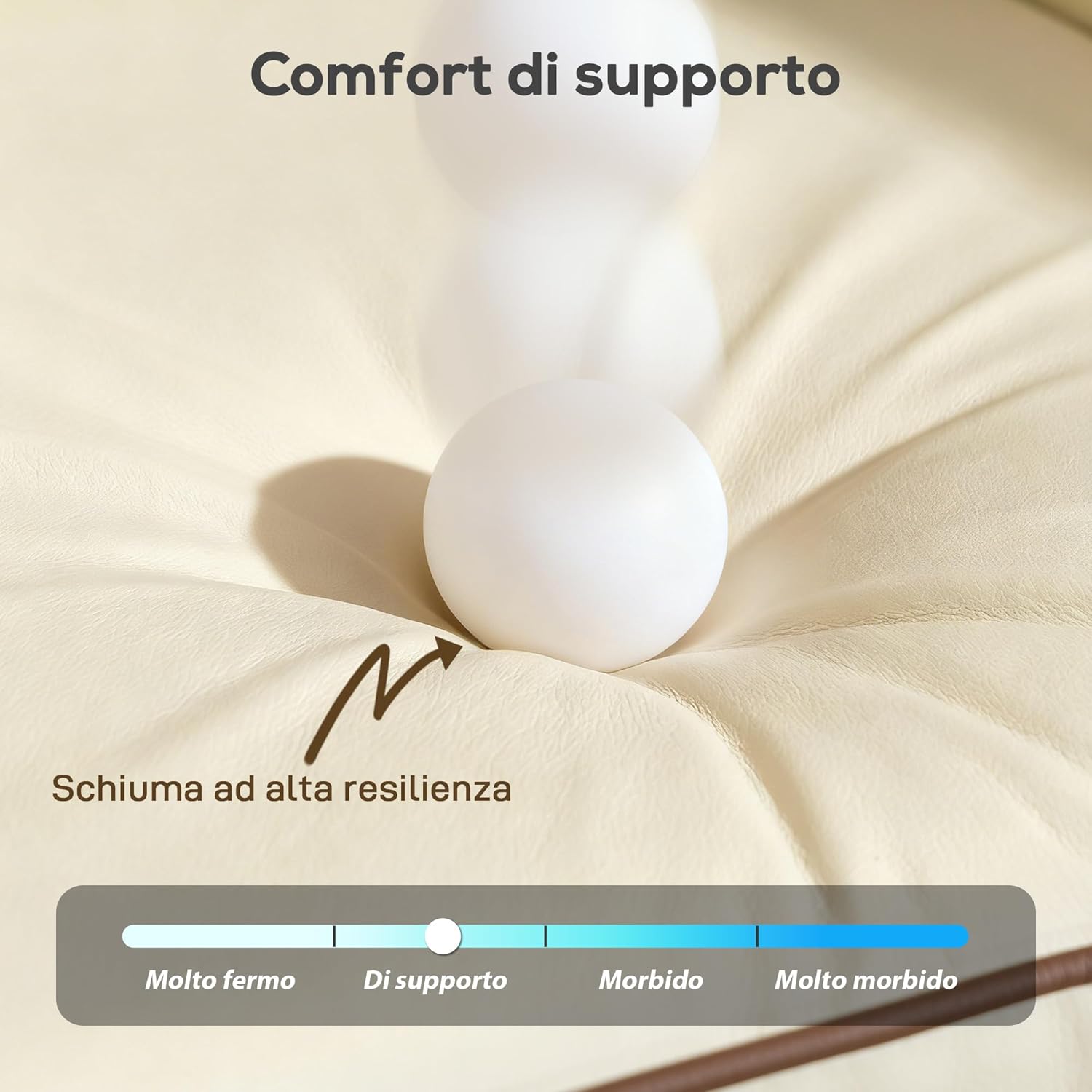 HOMCOM Divano 3 Posti Imbottito in Pelle Finta con Bordo a Contrasto, Divanetto da Salotto con Imbottitura Spessa, 2 Cuscini Rimovibile e Lavabile, Braccioli e Tasche Laterali, 190x83x90 cm, Beige