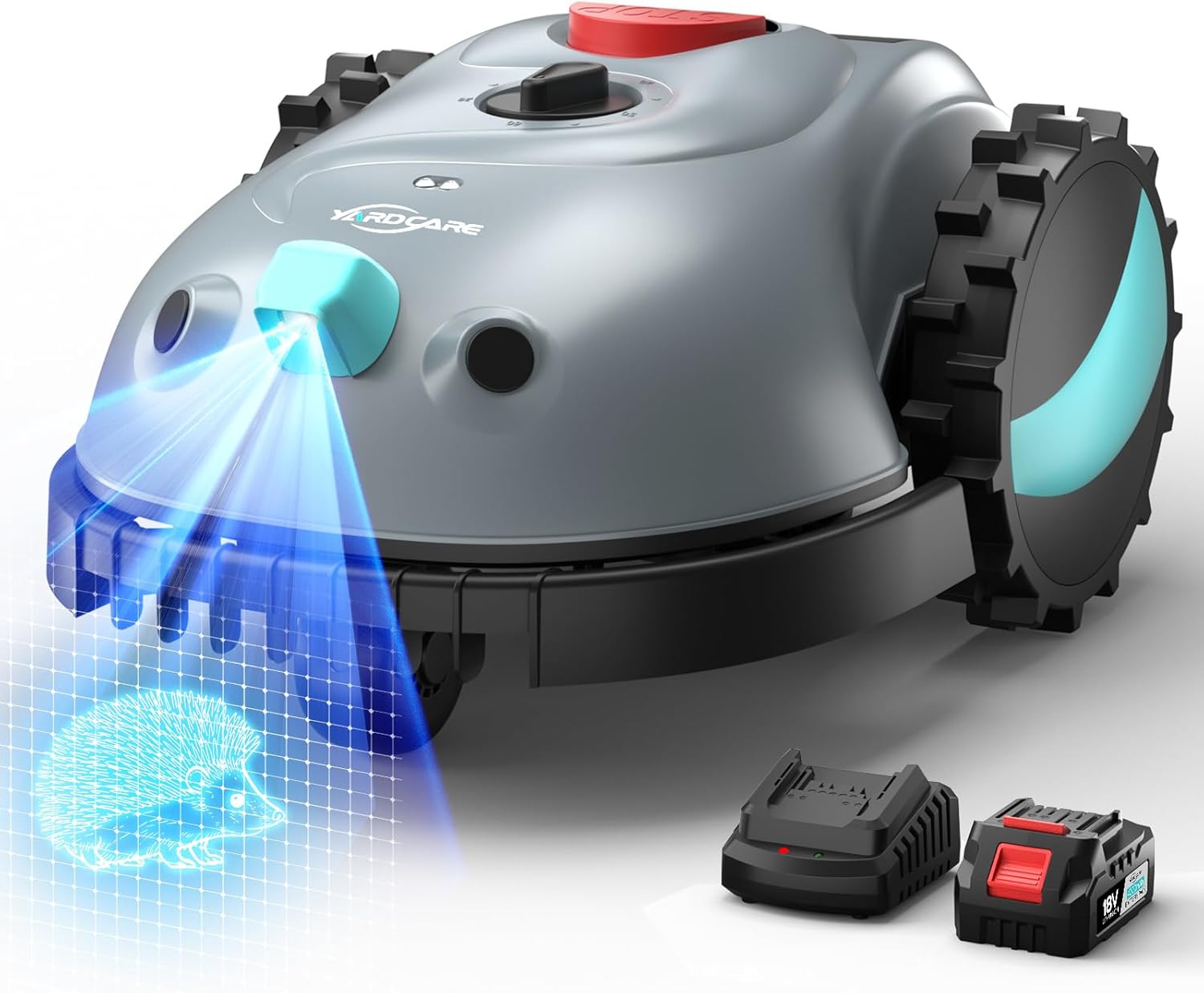 V100 Mähroboter ohne Begrenzungskabel Rasenroboter mit Kamera, Hindernisvermeidung, Vision Navigation, 4 Ah Akku Rasenmäher Roboter ohne Begrenzungsdraht 150m2 mit Ersatzklingen, Spiralschnitt