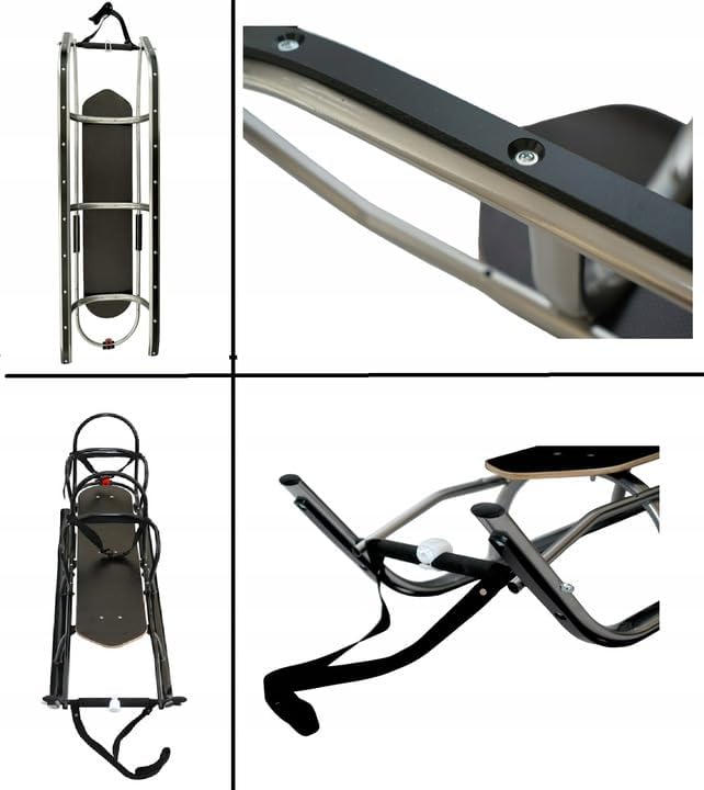 2in1 Kinder Duo Schlitten aus Aluminium mit Rückenlehne, Matrazen, LED für Kinder und Erwachsene 2 Personen Tragfähigkeit bis 100kg (Silver/Navy)