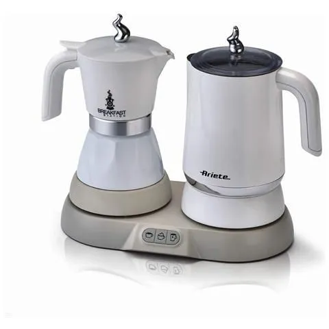 Ariete 1344 breakfast station - moka elettrica - bollitore - montalatte a caldo e freddo - 5 funzioni - mantenimento caffè caldo - 500 watt - bianco - ARI1344