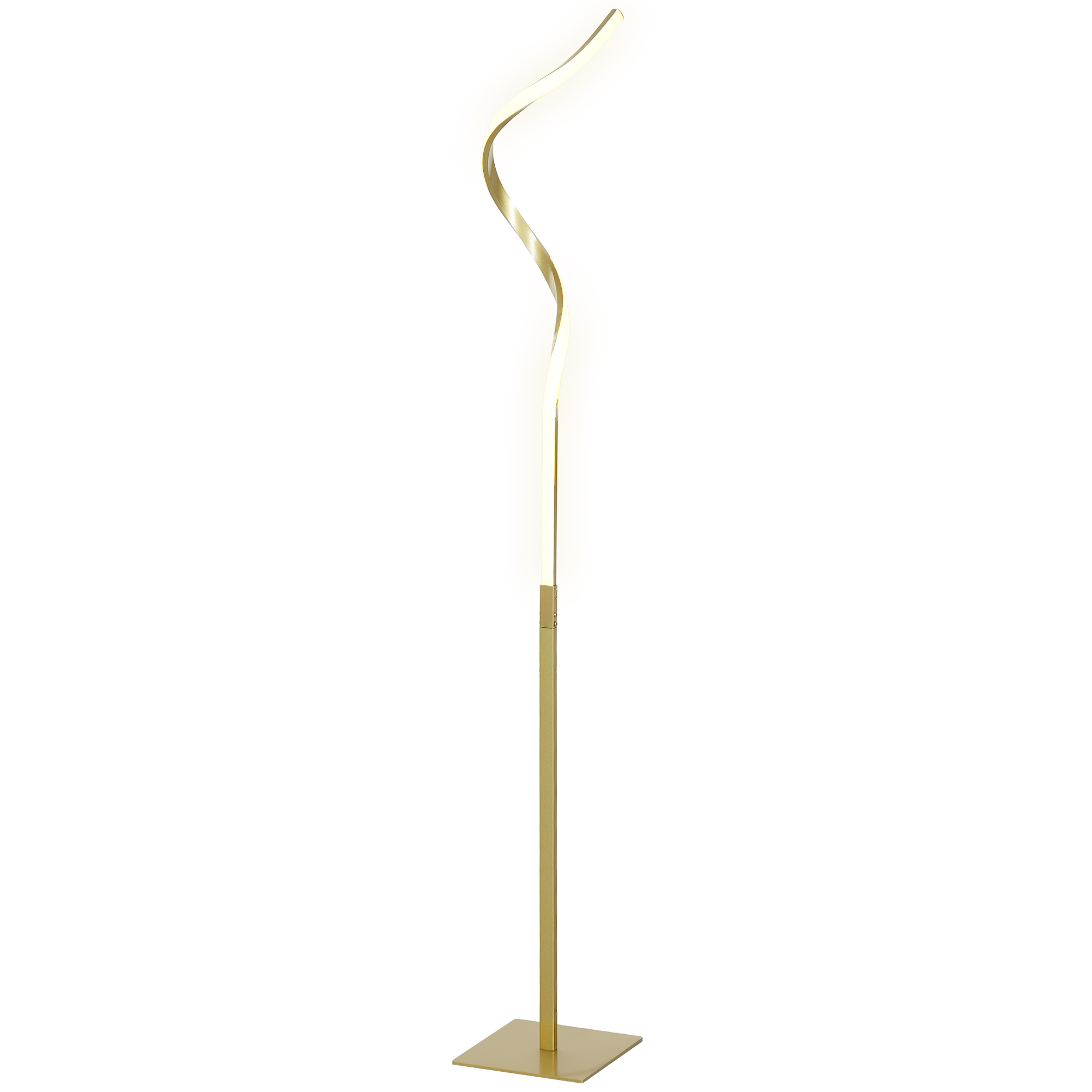 HOMCOM Stehleuchte im Spiraldesign, Fußschalter, 3 Helligkeitsstufen, 1,46 m, Gold