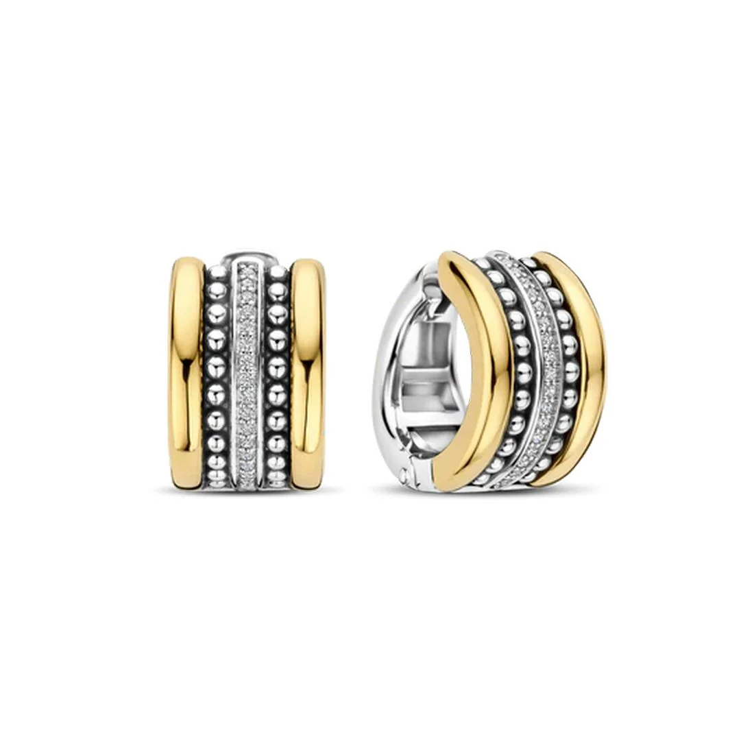 Orecchini Ti Sento Milano a cerchio varie texture bicolore con pietre 78065ZY