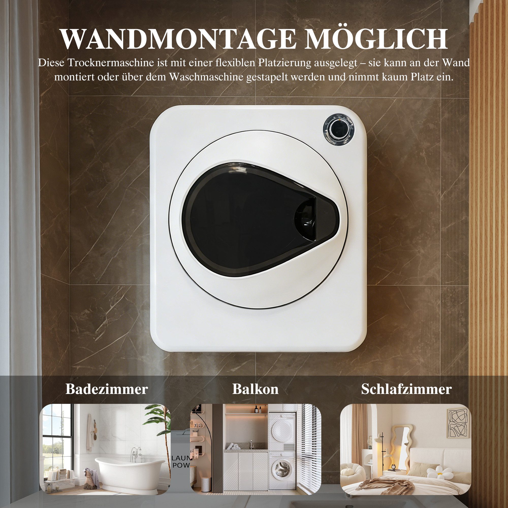 Ablufttrockner Edelstahltrommel, 4 Programme, Kühlfunktion, wand- & stapelbar GDZ40-301M