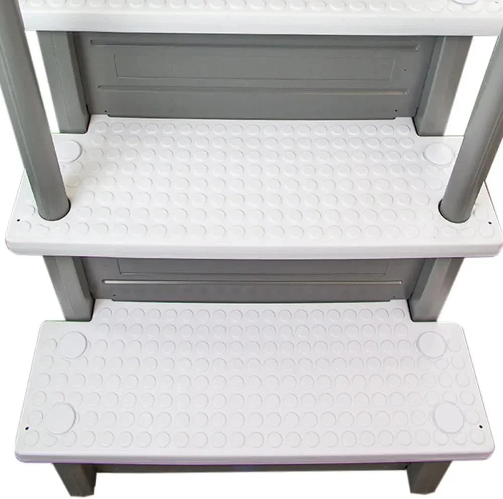 Non-slip entry steps for pools | Grey | For above-ground pools | Can be installed on terraces with a height of 122 to 137 cm | Load capacity up to 136 kg