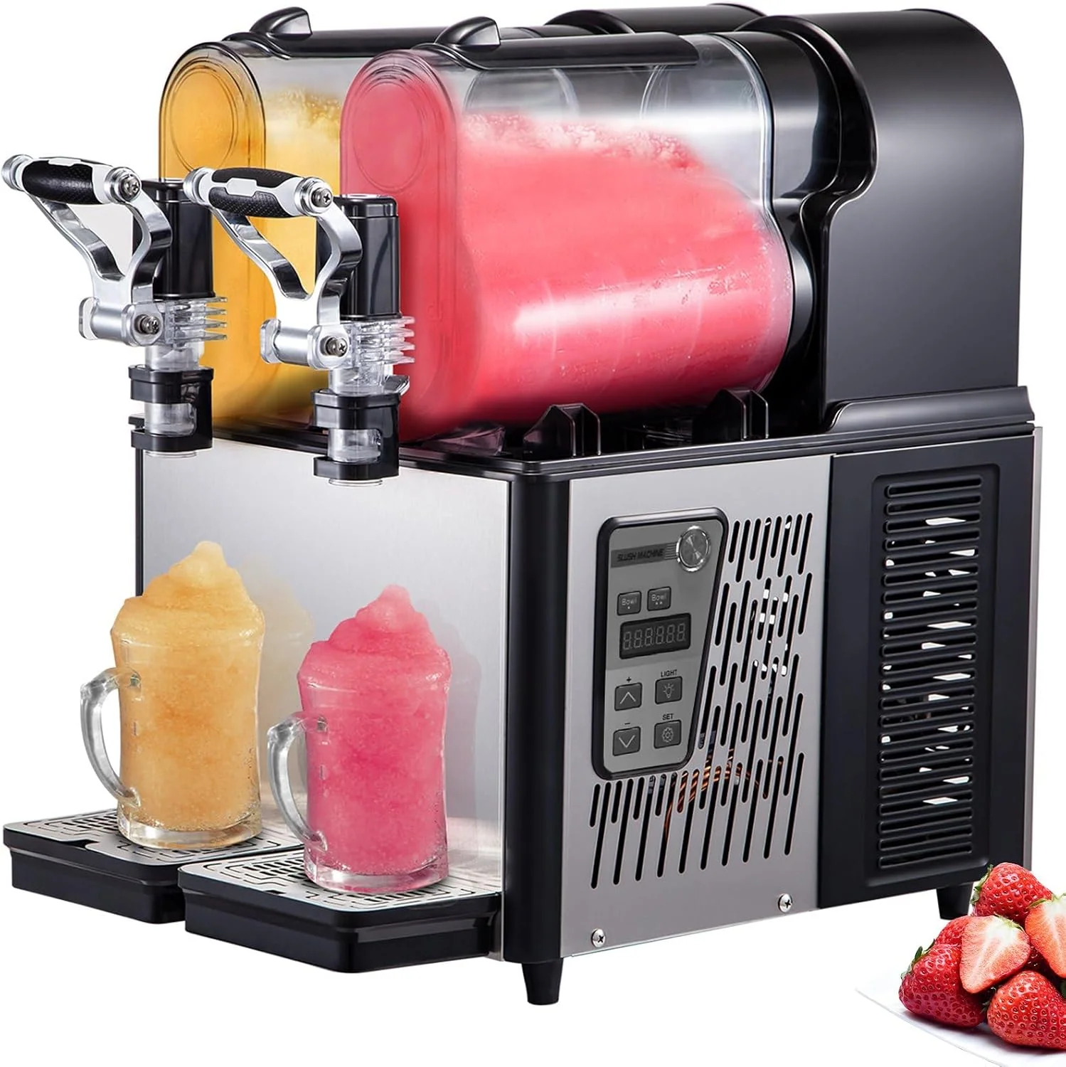 Furvveerr Frozen Drink-Automaten, 700 W, 15 L, Schwarz, Kommerzielle Slusheis Maschine 2×, Slush Maschine für Zuhause