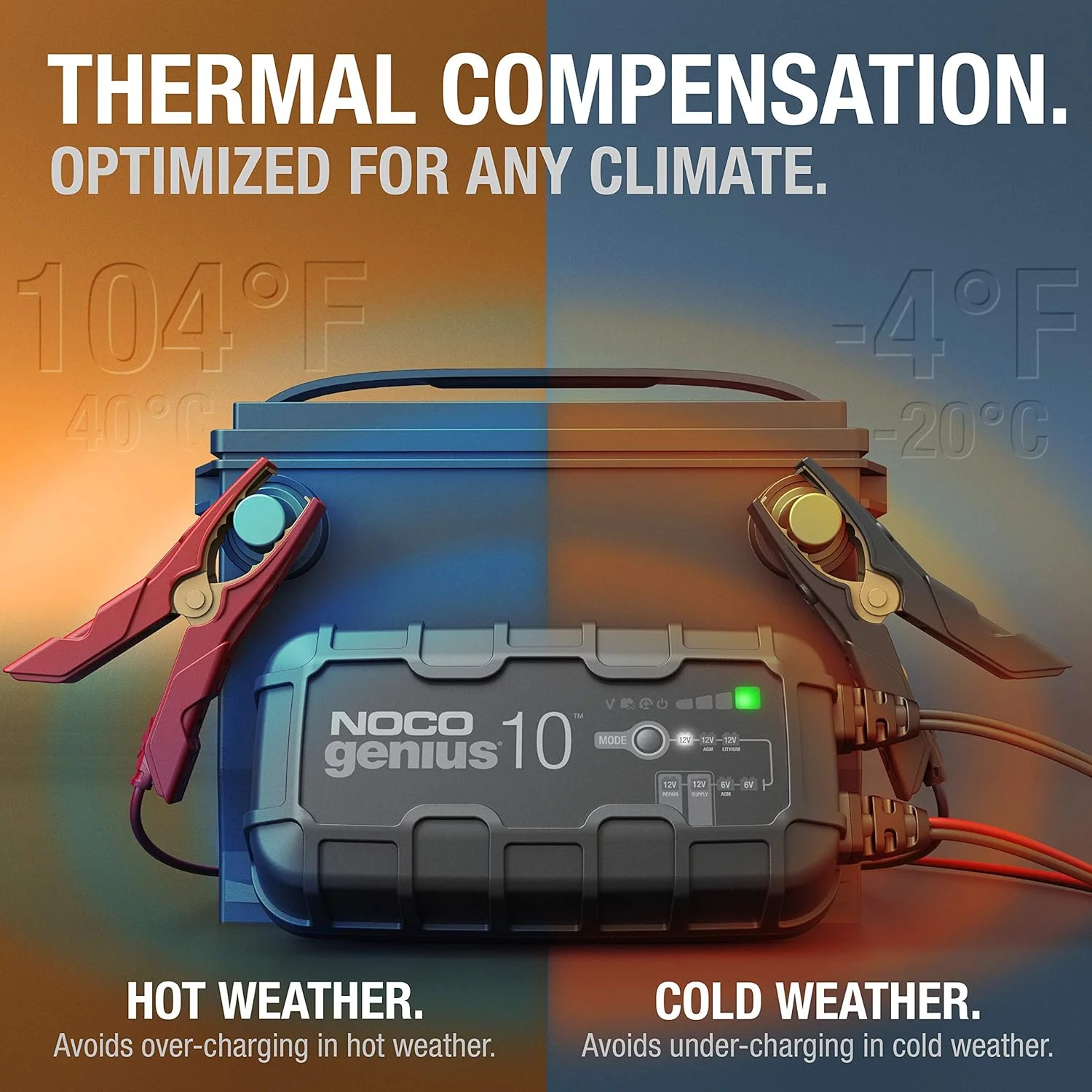 NOCO GENIUS10: 10A 6V/12V Smart Battery Charger, Maintainer and Desulfator