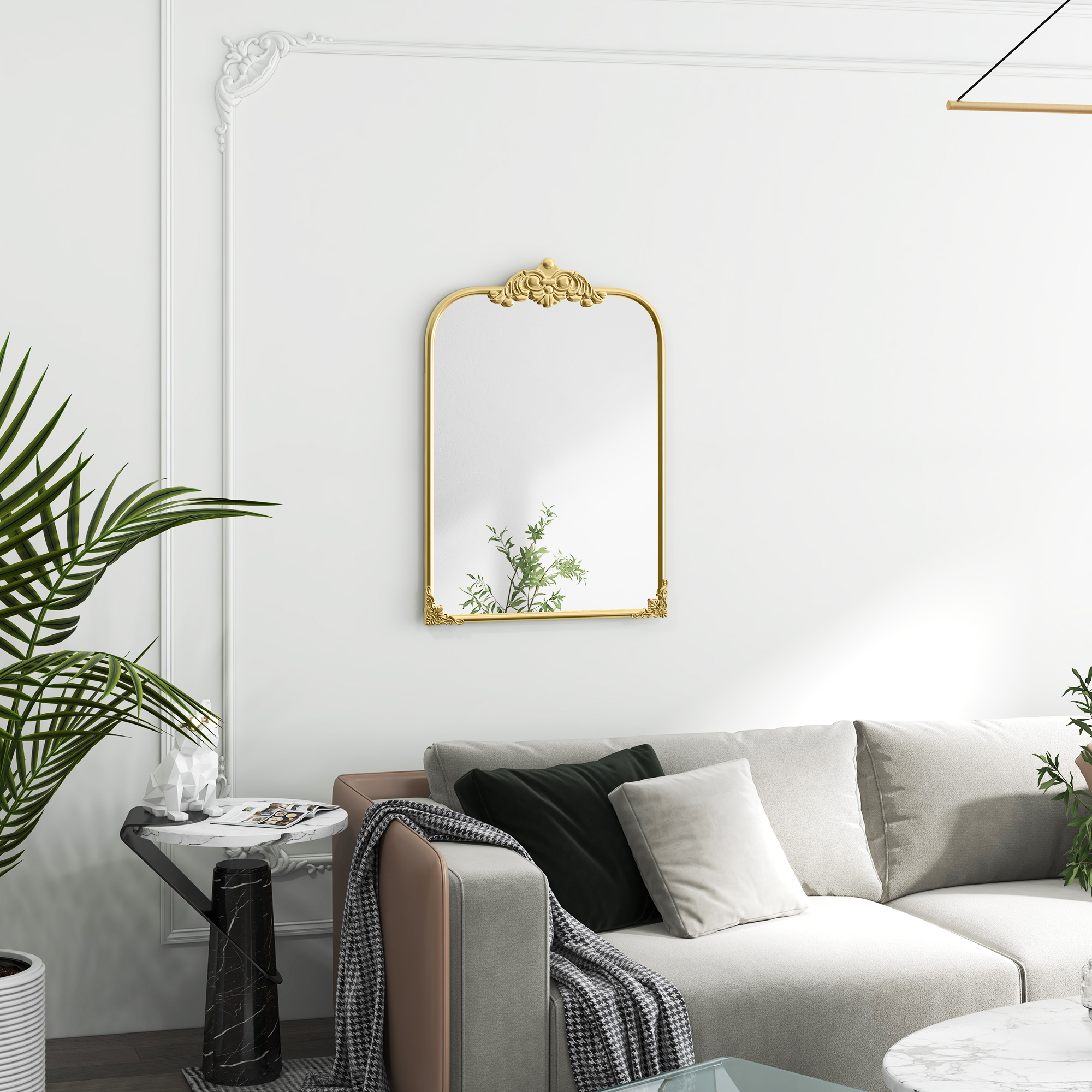 HOMCOM Wandspiegel, stilvoll, 60x3x87cm, Goldton