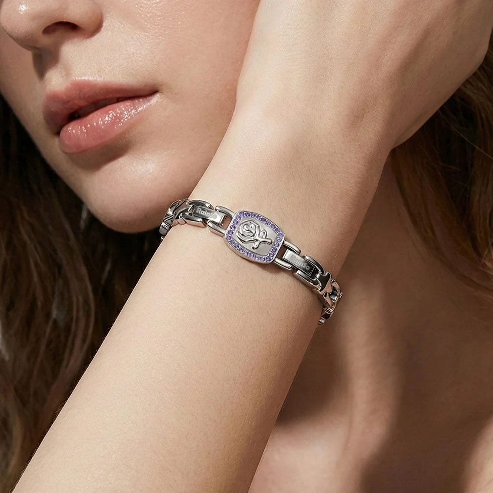 RainSo Ultra Strength Women Rose Magnetic Bracelet,Purple Diamond