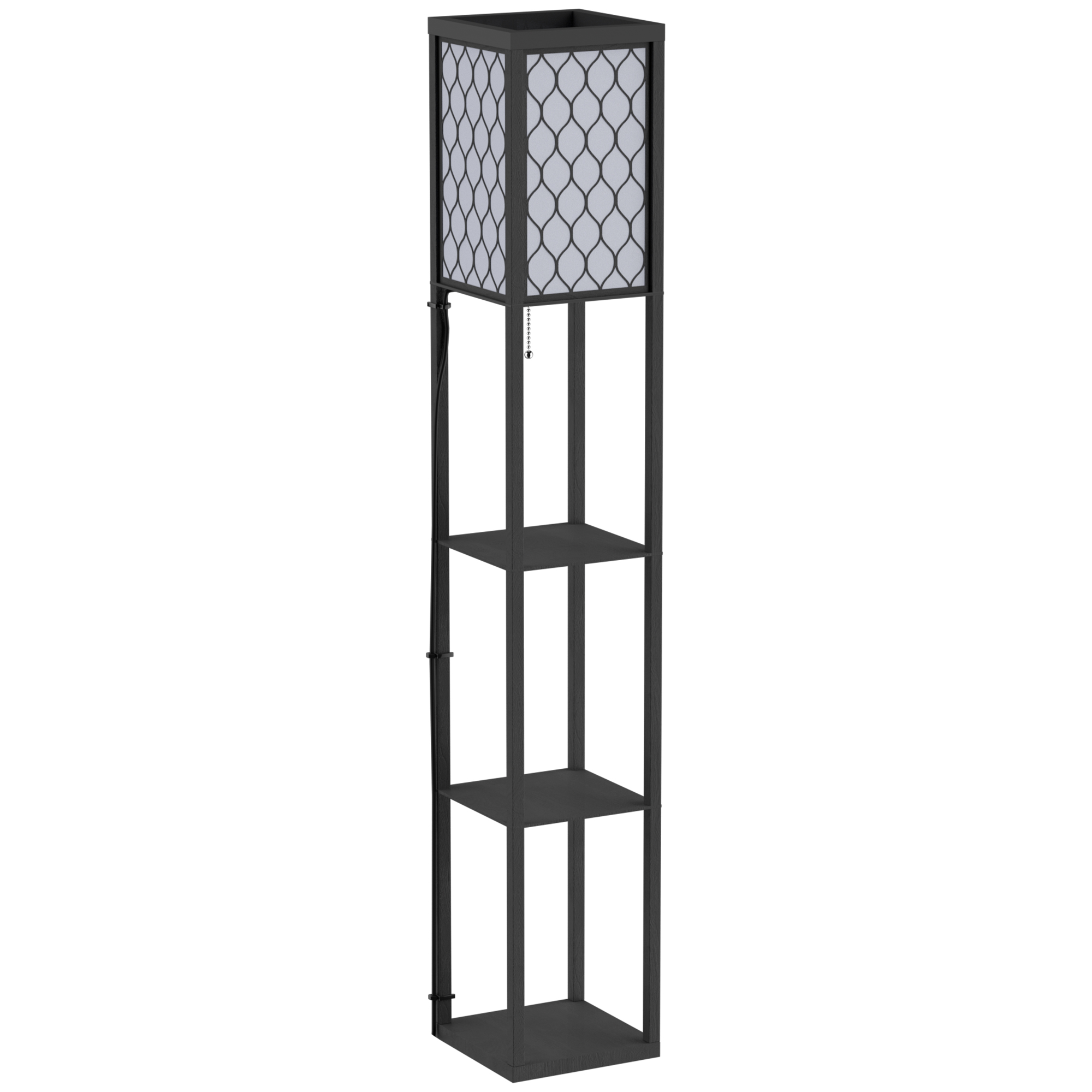 ? staande lamp met planken | Vloerlamp | 40?W | hout | 26 x 26 x 160 cm | Zwart | Aosom.de
