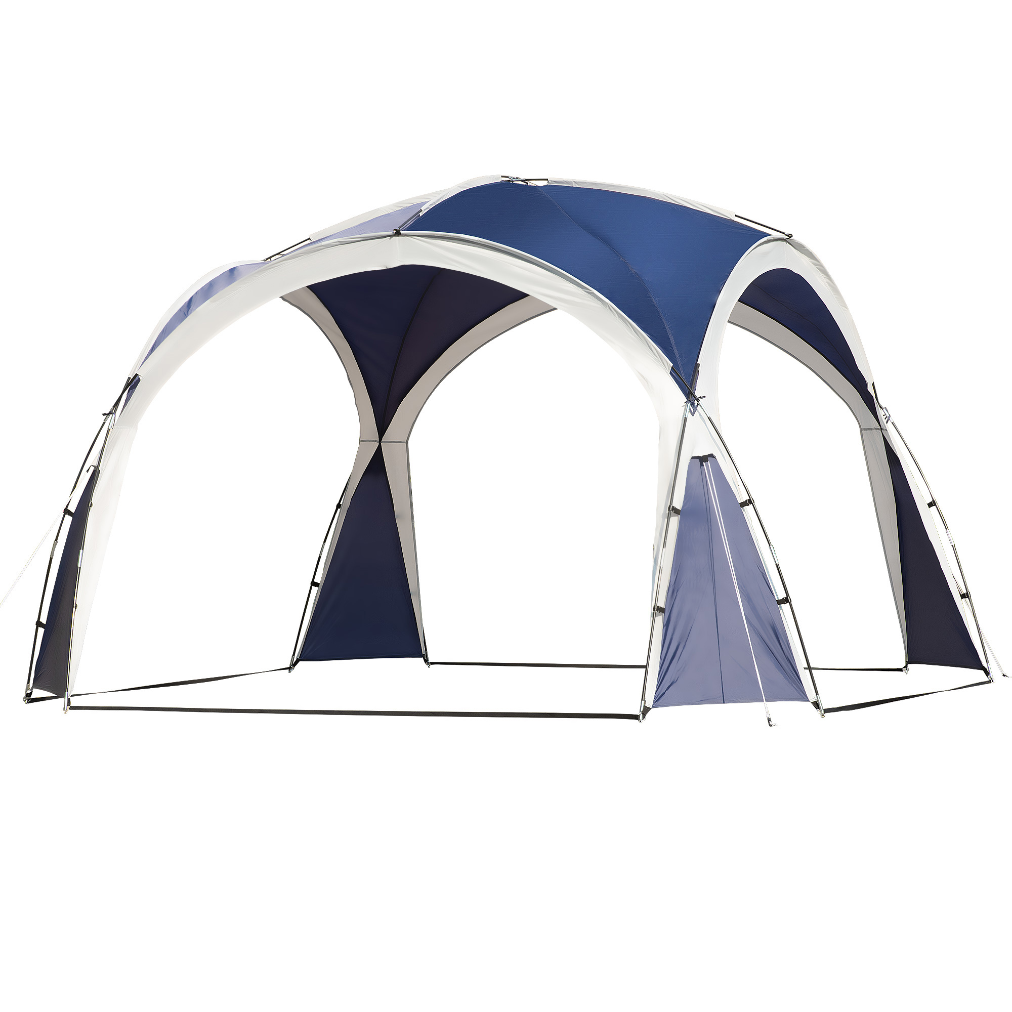Outsunny Kuppelzelt für 6-8 Personen, Pavillon, Schutz vor Sonne und Nieselregen, 3,5 x 3,5 x 2,22 m, Blau