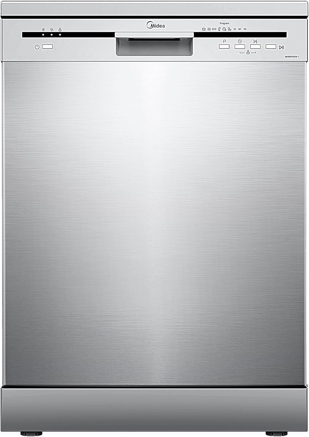Midea MFD60S200X.1-IT Dishwasher Freestanding with 14 Places, 8 Programs, LED Display, Delay Start, Half Load Function, Extra Drying - Stainless Steel