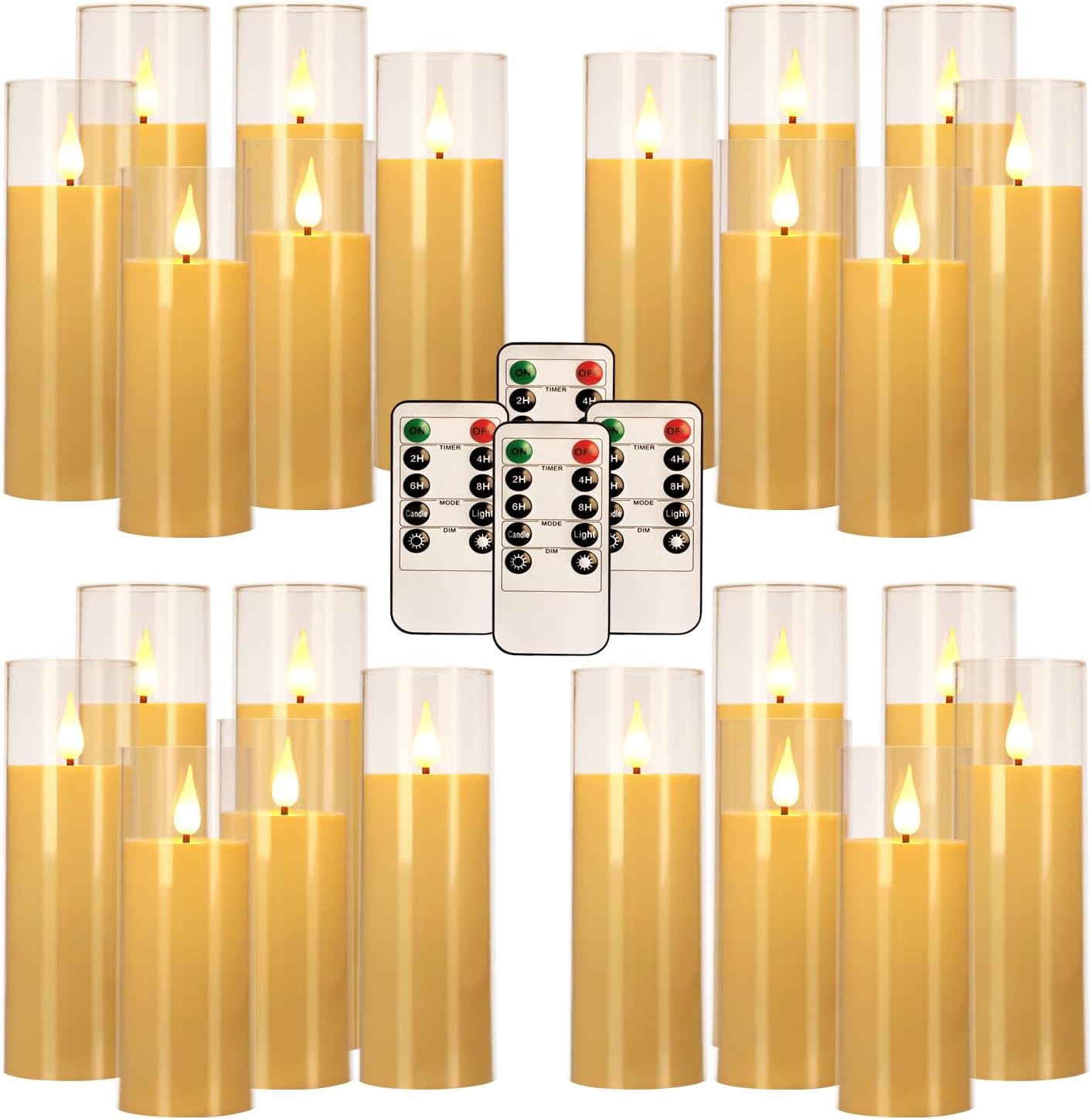 24 Stück A-Serie Acryl LED flammenlose Kerzen mit Fernbedienung – perfekt für Familien, Partys und besondere Anlässe – schaffen Sie einfach eine magische Atmosphäre (drei Größen)