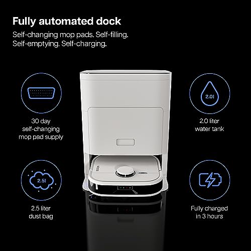 NOESIS Florio 2in1 Robot Vacuum and Mop Combo, Robot Vacuum, Self Emptying Robot Vacuum Cleaner, Auto Changing Mopping Pads, Auto Refill, Obstacle Avoidance, Powerful Suction Robotic Vacuum