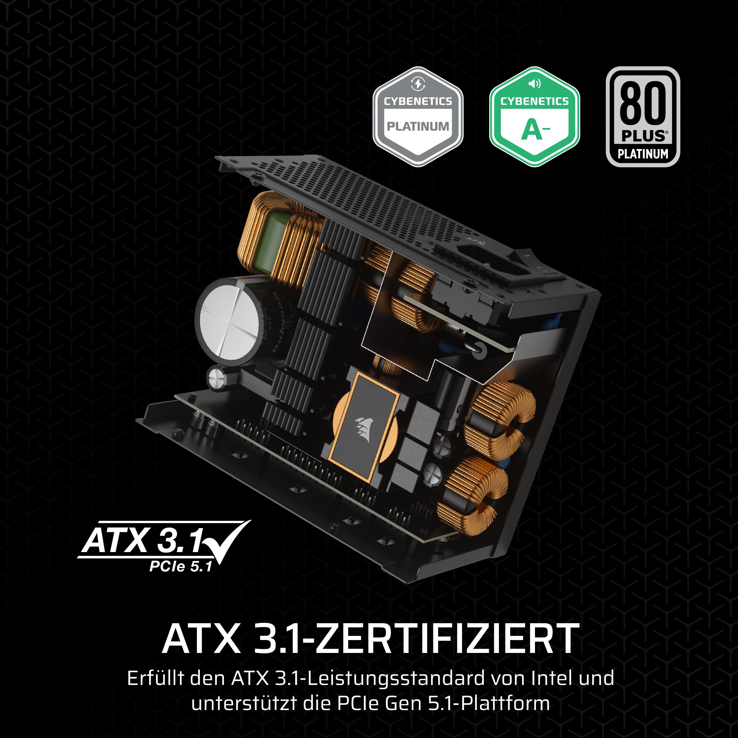 850-W-SFX-Netzteil SF850 80 PLUS Platinum vollständig modular ATX 3.1 PCIe 5.1 mit SFX-to-ATX-Halterung