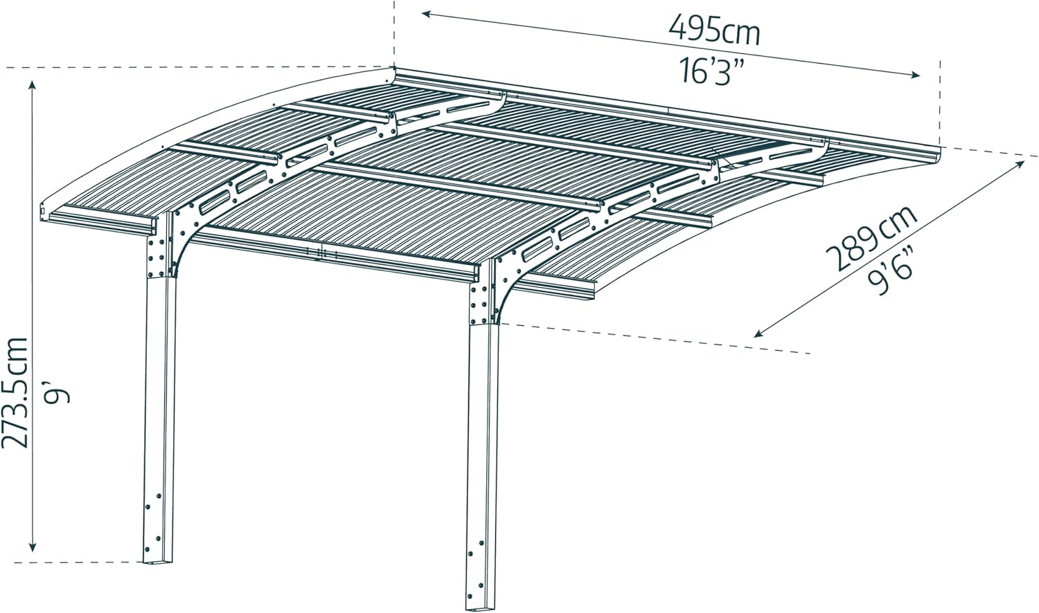 Canopia by Palram Carport Arizona 5000 in policarbonato, alluminio robusto e antiruggine protegge l'auto dalla luce solare