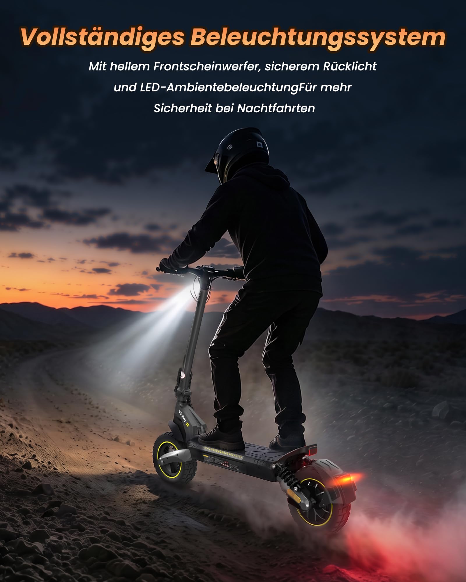 E-Scooter V5Pro mit ABE 500 W 20 km/h 10-Zoll-Luftreifen 48 V 12,5 Ah Akku bis 70 km Reichweite Doppelstoßdämpfung