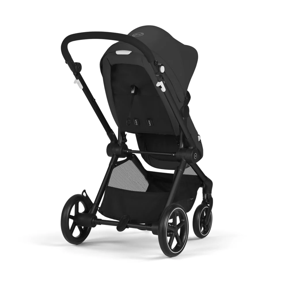 CYBEX Gold Kinderwagen EOS Lux 2-in-1 mit Babyschale Aton B2 i-Size und Babyschalen-Adapter, Reisesystem, Ab Geburt bis 22 kg (ca. 4 Jahre), Moon Black (Schwarz)