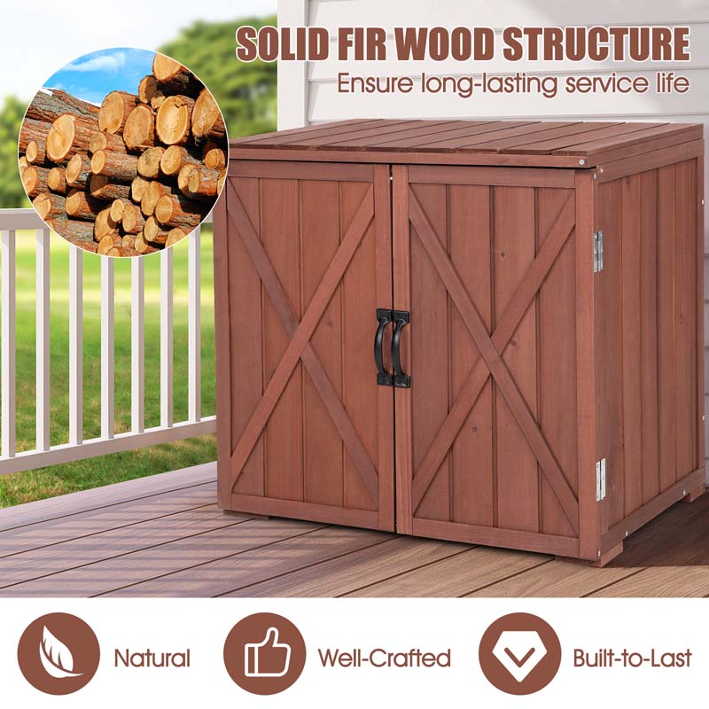Eletriclife Outdoor Wooden Storage Cabinet with Double Doors
