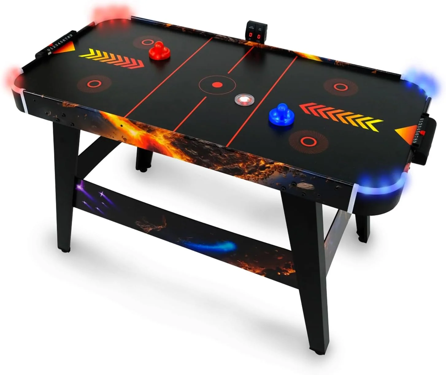 LED-Airhockey Spieltisch von FASports, Airhockey Spieltisch mit Luft inkl. leuchtende Pusher und Pucks, Air Hockey Kinder/Jugendliche ab 8 Jahren