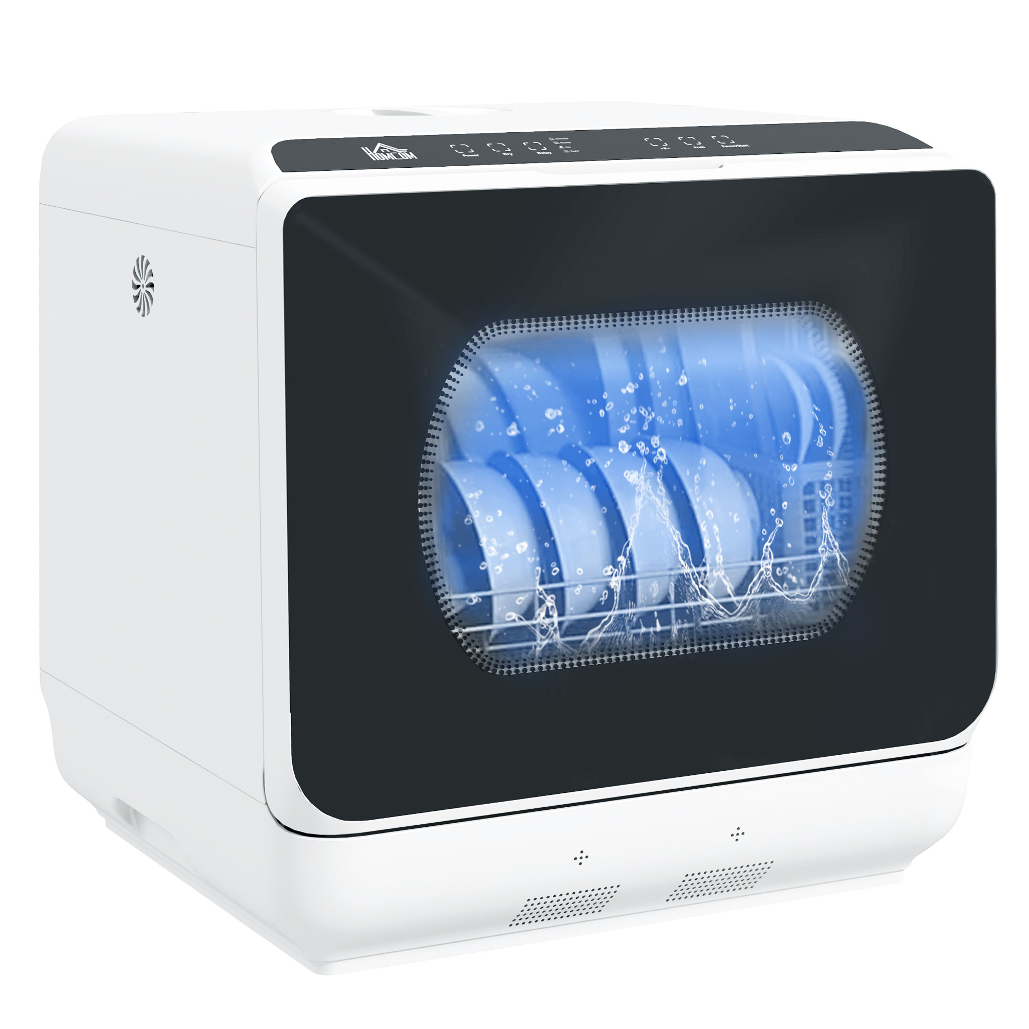 Compacte Tafelvaatwasser, 4 Couverts, Droogmodus, 6L Tank/Kraan, Startuitstel, LED, Wit