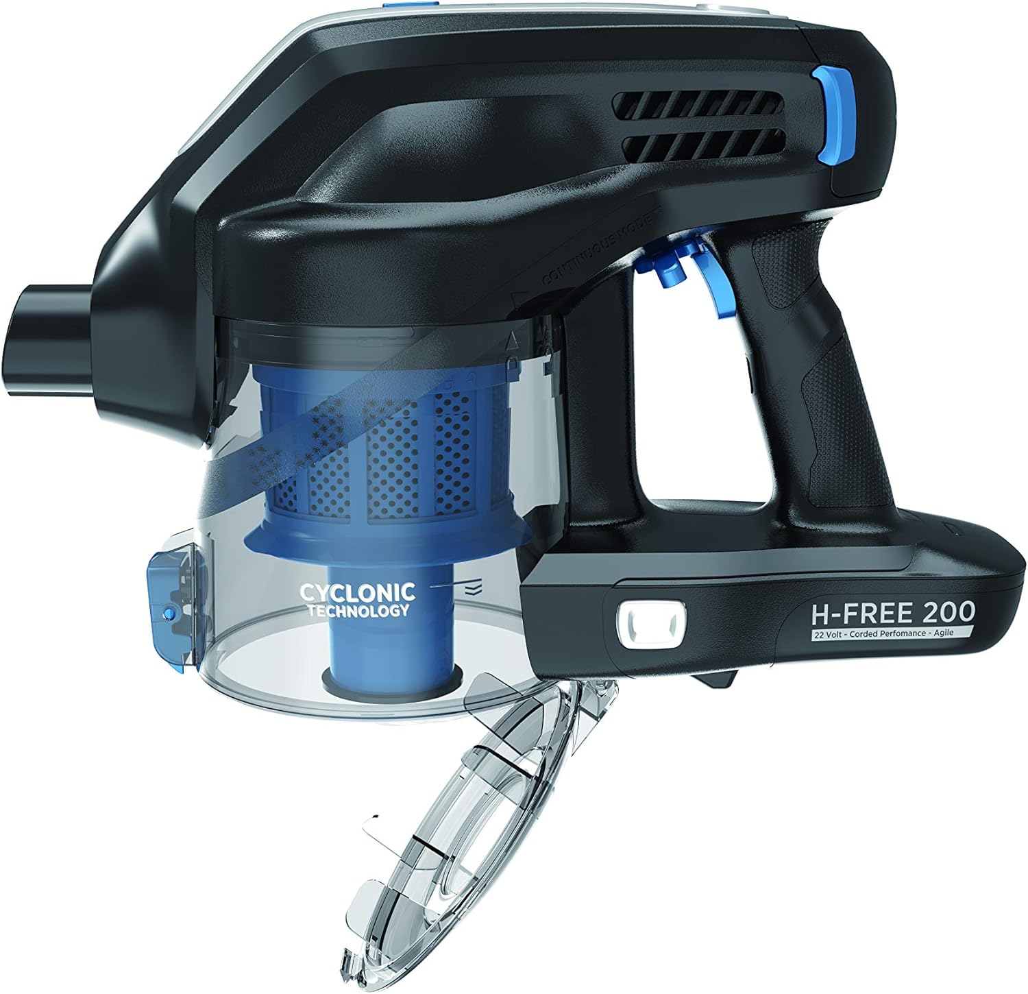 Hoover H-Free 200 HF222UPT Scopa Elettrica Ricaricabile senza Fili, Tecnologia Ciclonica, Multifunzione, Spazzola per Peli Animali, Batteria 22V, Potenza 220 W, Autonomia 40 Min, Leggera, Nero/Blu