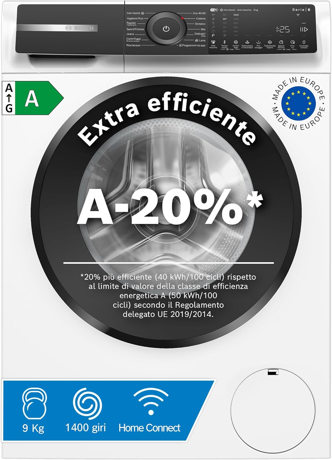 Bosch Elettrodomestici, Series 4 WAN24009II Front Loading Washing Machine 9kg 1200rpm