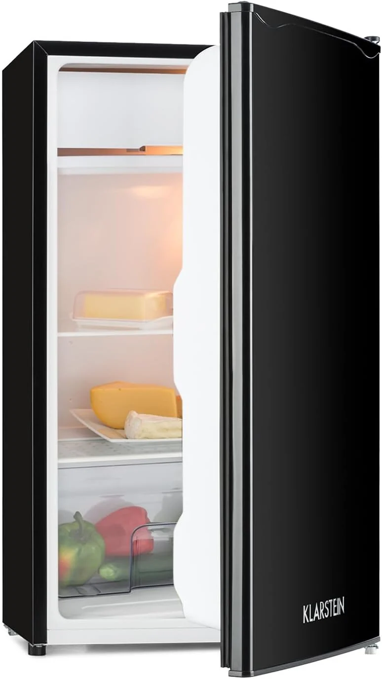 Klarstein MKS-6 Mini-Kühlschrank mit 66 Liter Volumen und 83 Watt, 3 Temperaturstufen 5 bis 15 °C, 33 db, Sleek Edition, freistehend, Innenbeleuchtung