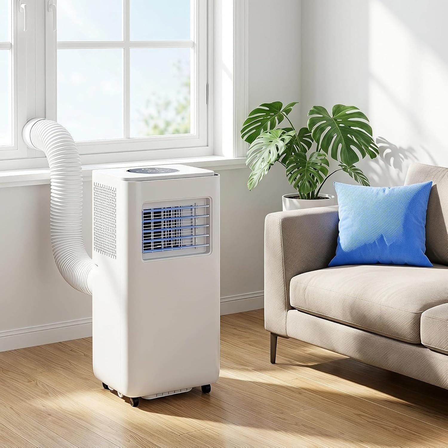 GYFGRTQ Klimaanlage, 30 m, Schwarz, Tragbares Klimagerät 12000 BTU kühlt ², Fernbedienung, 24h Timer, 120° Oszillation