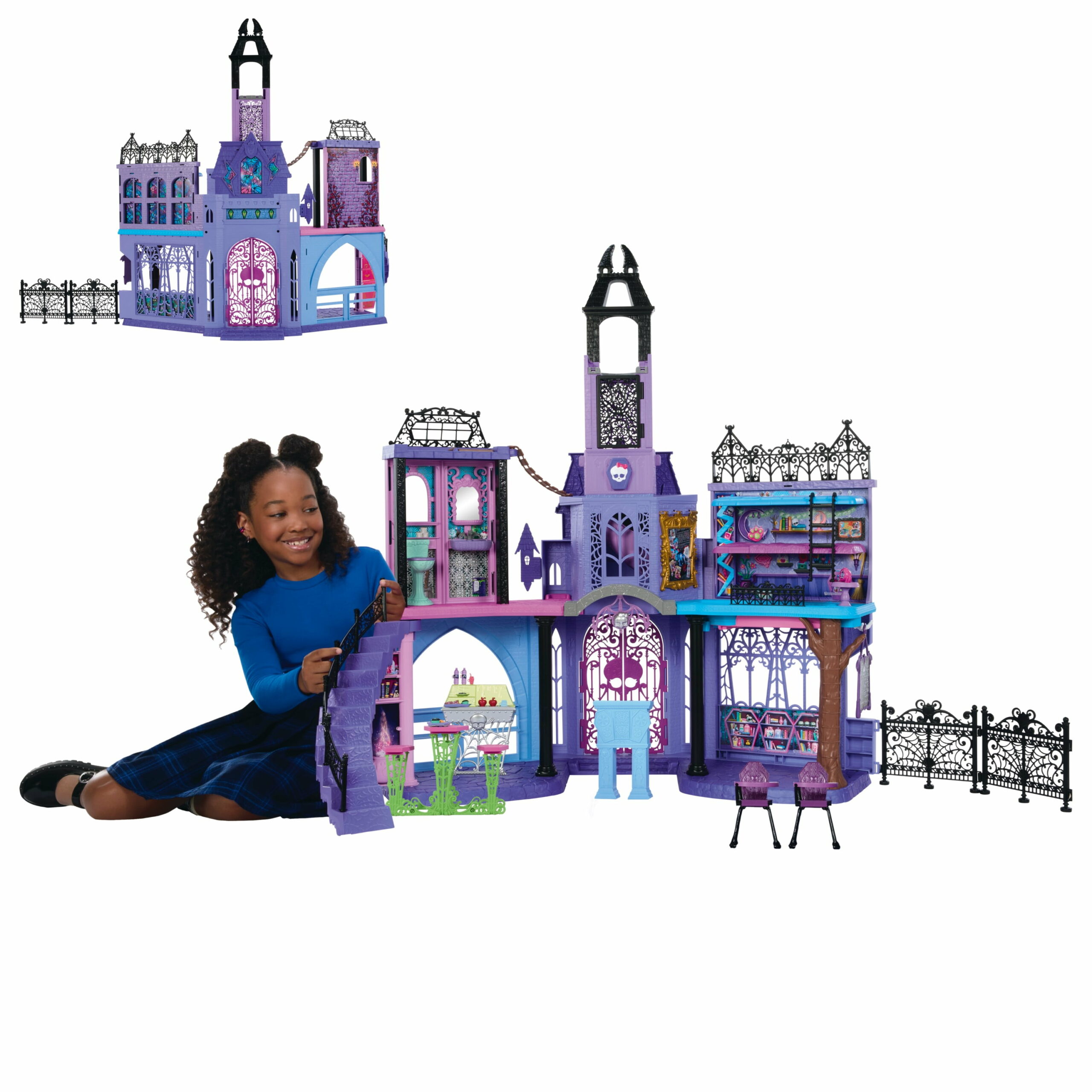 Monster High Haunted High School Doll House, 35+ Accessories, 7+ Play Areas, Interactive Kids Playset