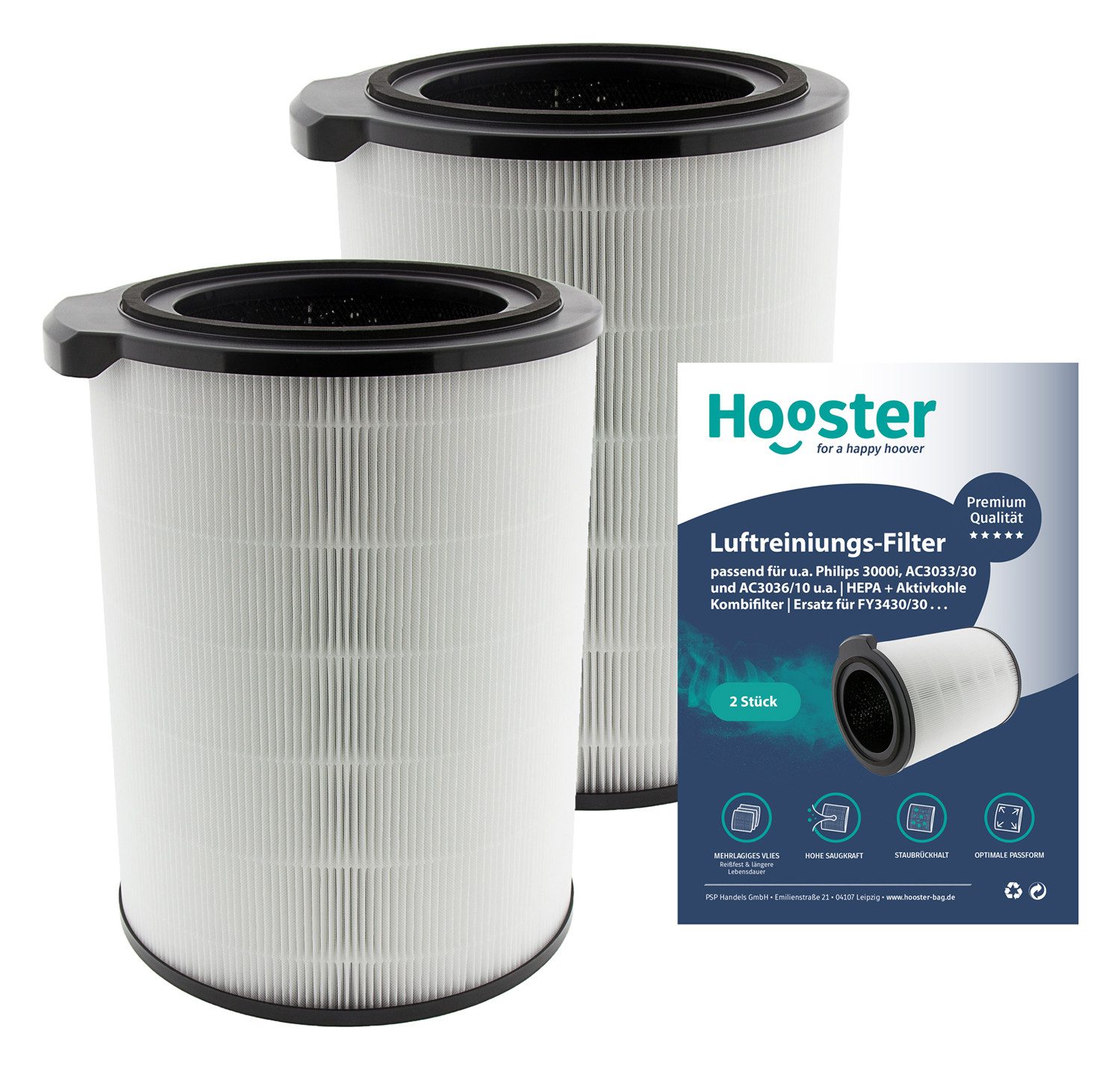 Luftfilter 2er-SET Filter passend für Philips 3000i Luftreiniger AC3033/30