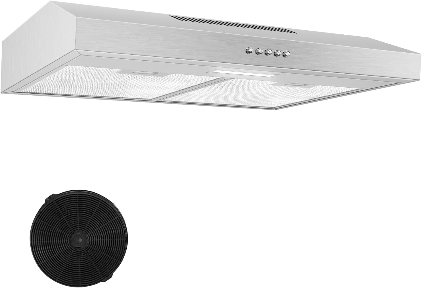 TopStrong Cappa aspirante 60cm sottopiano, cappa aspirante 60cm aria circolante/aria di scarico 201 m鲁/h, cappa cucina aspirante con filtro a carboni attivi CF-K, inox, 3 gradini