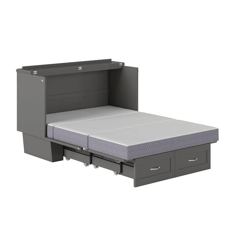 Monroe Full Murphy Bed Chest with 6 Memory Foam Mattress