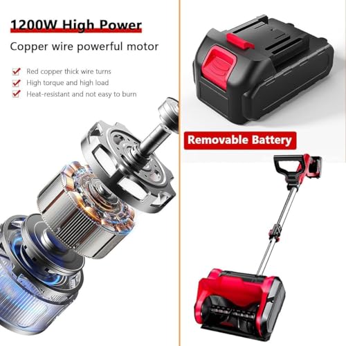 Spazzaneve Elettrico Senza Fili, Pala da Neve Automatica 2200 Giri/min con Asta Telescopica 93 125 cm, Larghezza di Pulizia 30 cm, Spazzaneve a Spinta Manuale da 1200 W per Patio, Vialetto di Ponte : Amazon.it: Giardino e giardinaggio